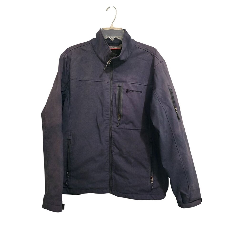 FREE COUNTRY‎ Mens LARGE Soft Shell Jacket Gray Wind n Waterproof Coat RN 82608